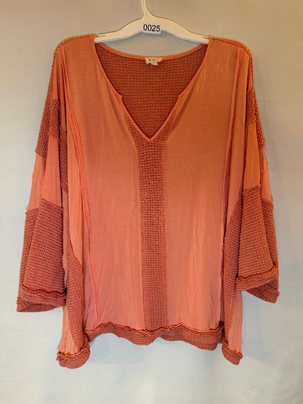 POL Coral Mixed Texture Crochet Boho Tunic L